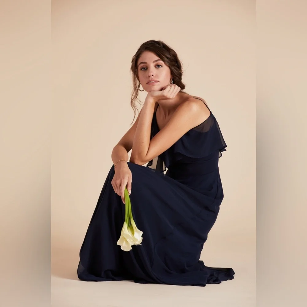 BIRDY GREY Jane Dress Chiffon Navy Medium Bridesmaid Bridal Wedding Formal Gown